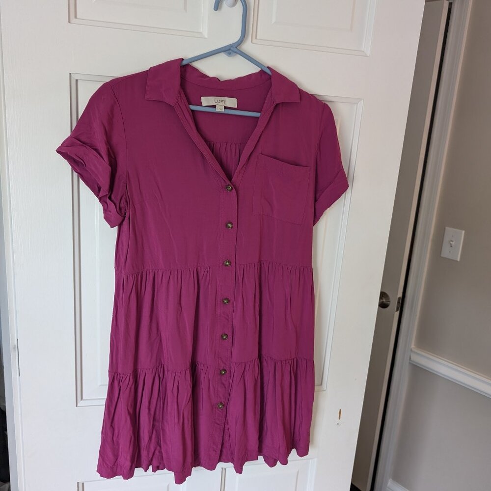 Loft Petite Tiered Pocket Shirtdress